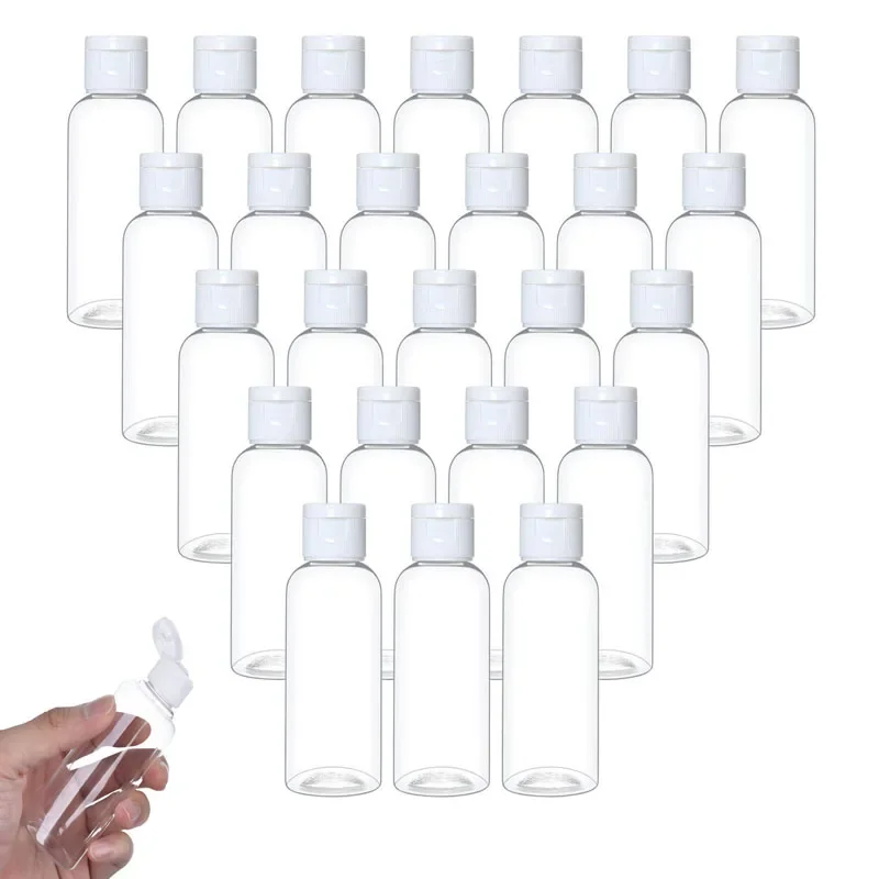 

100PCS 5/10 /20/30/ 50/60/100ml Empty Plastic Clear Flip Bottles Refillable Travel Containers for Oil Lotion bath cream shampoo