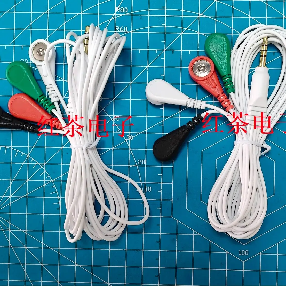 ECG Electrode Wire 3.5 Headphone Lead Wire Surface Electromyography Quadrupole Button Electrode Wire Unshielded Wire 4.0 Female
