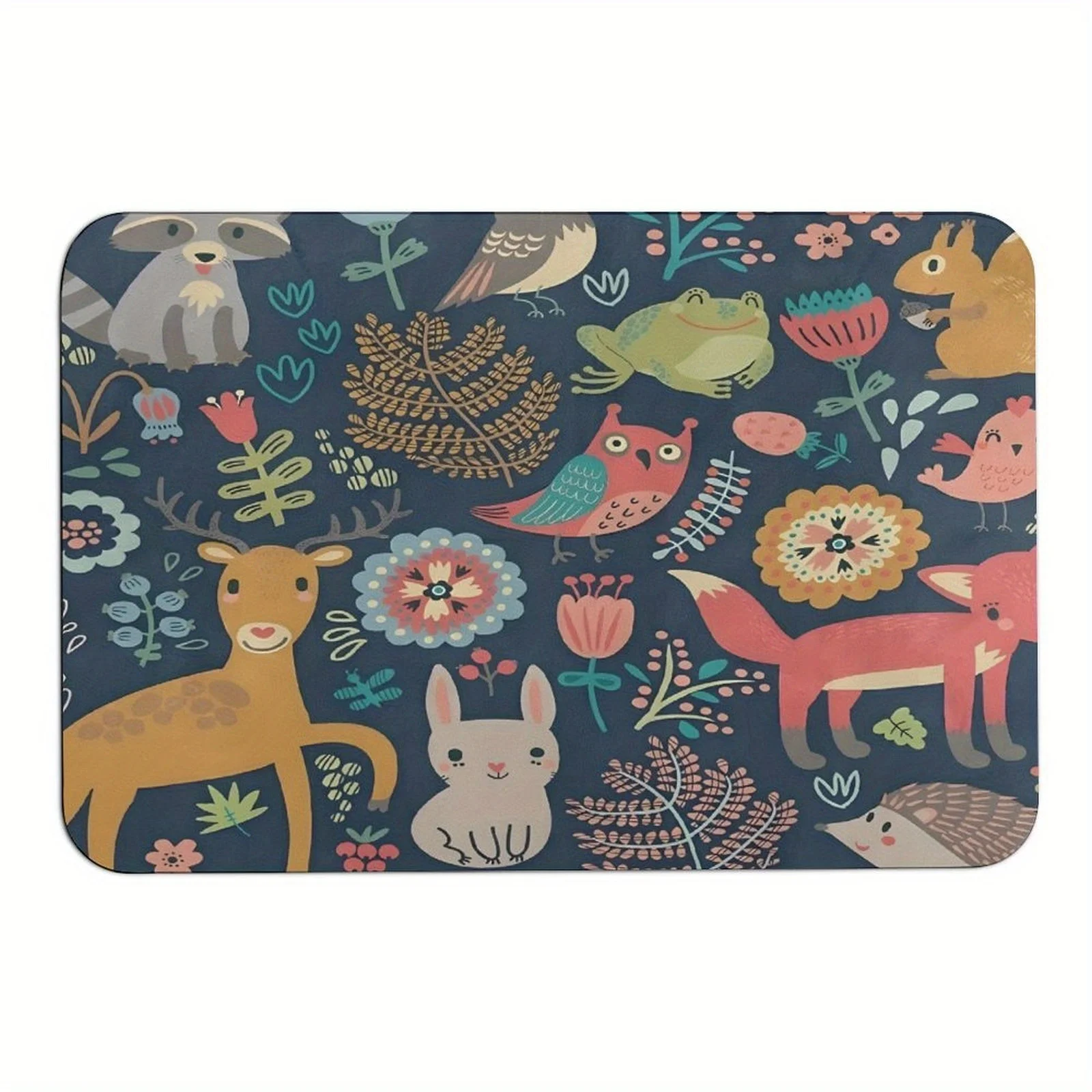 Charming Forest Animals Print Doormat - Anti-Slip, Durable Home Decor Mat for Entrance or Bathroom, Perfect Gift