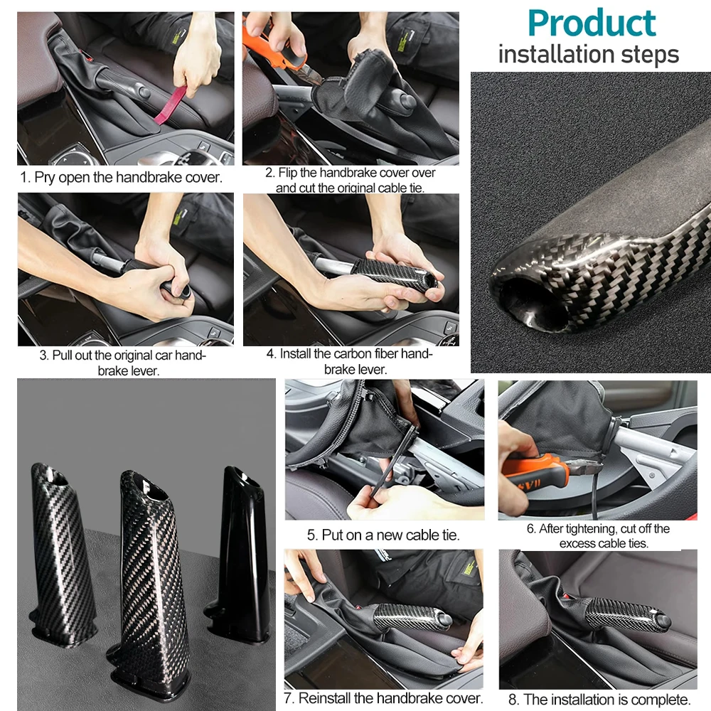 New Car Handbrake Grips Cover Trim For BMW E60 E90 E91 E92 E93 E86 E87 F31 F32 F61 F20Universal Carbon fiber pattern Accessories