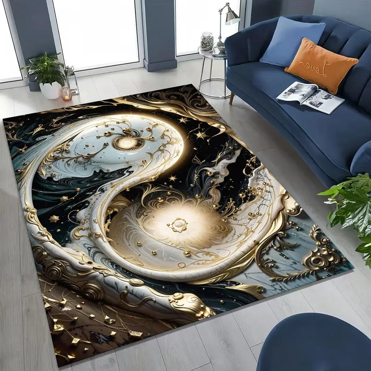 Nature Balance Yin Yang Tai Chi Black White Energy Rug Carpet for Bedroom Living Room Sofa Doormat Decor,Kids Non-slip Floor Mat