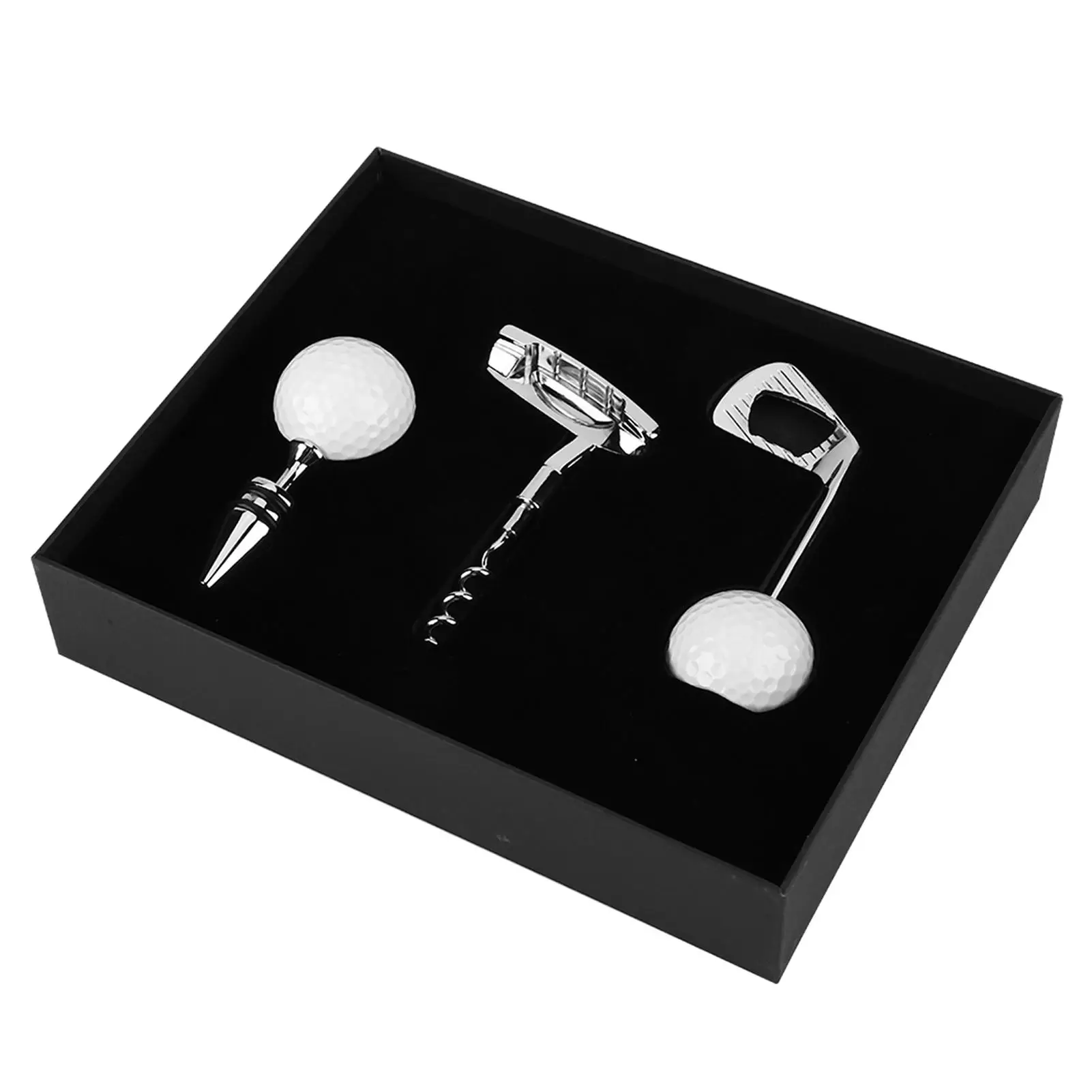 

Golf Bottle Opener, Manual Wine Bottle Opener, Zinc Alloy Handle Bottle Opener Kit for Wedding Birthday Wine Gift Set (3 Pieces)
