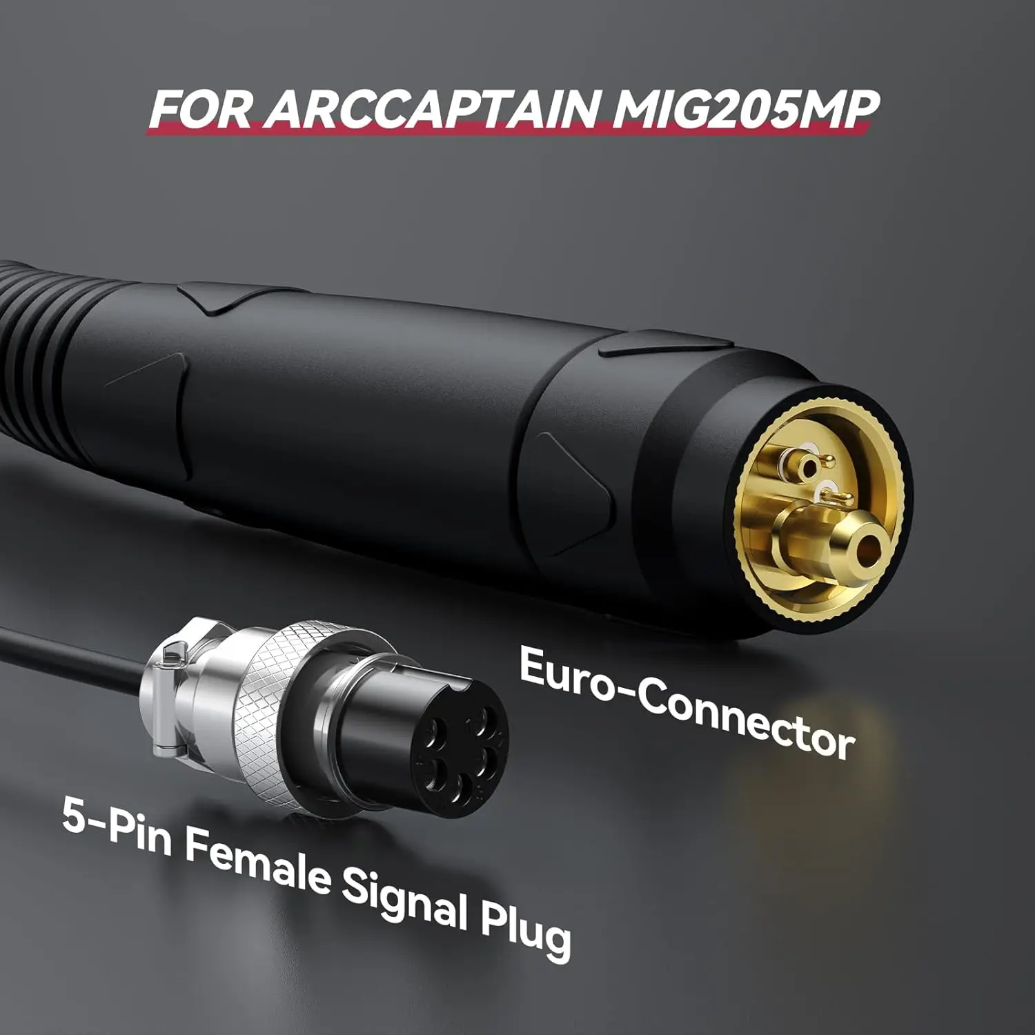 Spool Gun Aluminum Welding Euro Connection 5-Pin 10FT for MIG205MP/MIG205PRO/MIG165PRO/MIG200ELITE