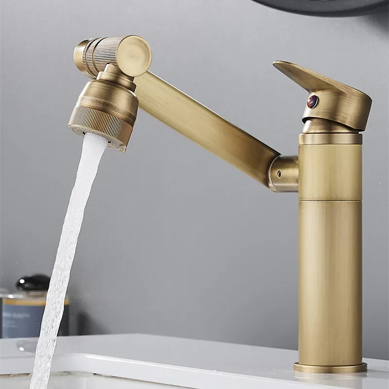 

Multifunction Bathroom Faucet Antique Bronze Sink Hot Cold Water Mixer Crane Deck Mounted Universal Water Taps