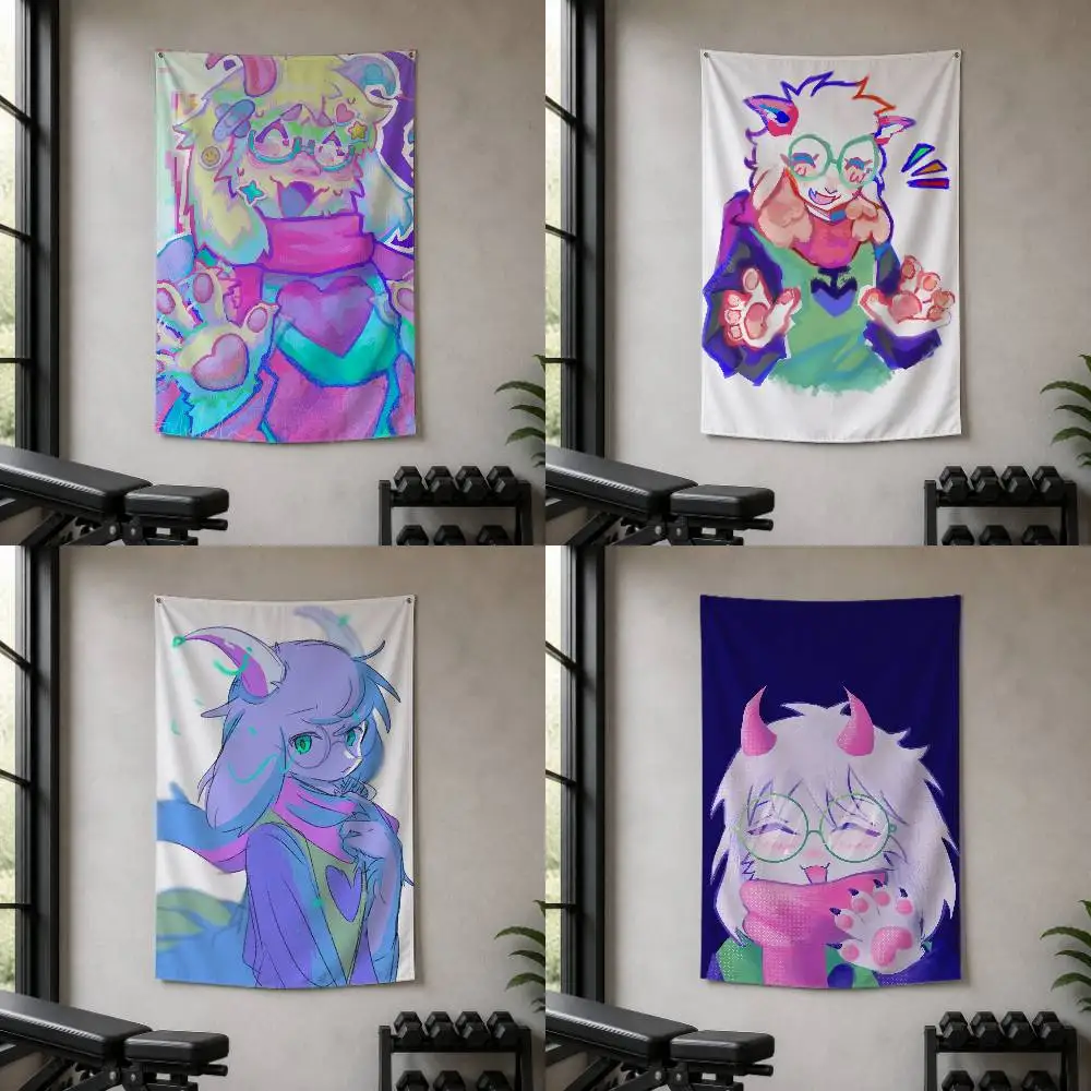 D-Deltarune Cute Ralsei Decorative Wall Flag Banner for Home Garden Garage Indoor Outdoor Decor
