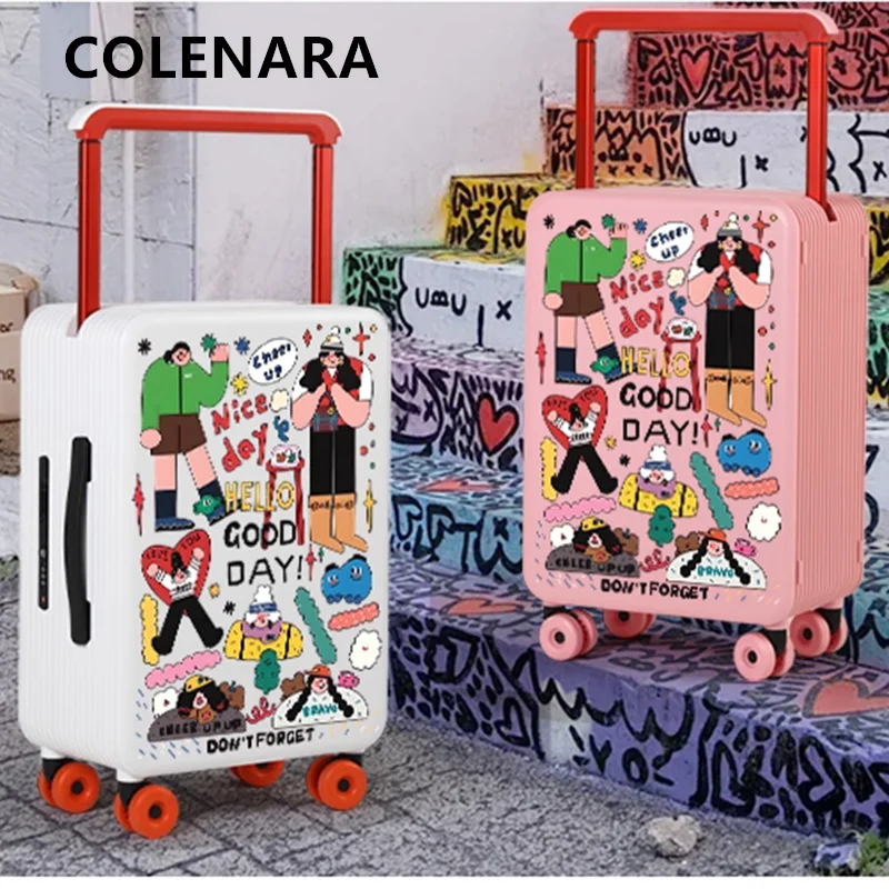 COLENARA حقيبة خفيفة الوزن صندوق الصعود سعة كبيرة حقيبة تروللي بعجلات 20 "24" 26 بوصة صندوق كلمة المرور عربة نوع حقيبة سفر الأمتعة #1