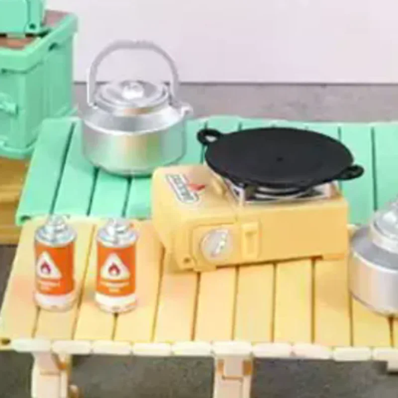 1:12 casa de bonecas em miniatura acampamento piquenique conjunto cadeira dobrável fogões a gás modelo decoração brinquedo casa boneca acessórios