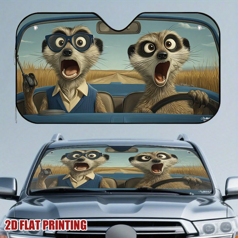 1pc Funny Surprised Meerkat Driver Car Sun Visor - with Expressive Eyes Open Mouth Design, Reduces Glare Heat