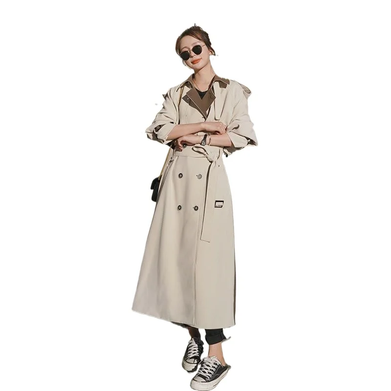 2024 High Quality Women Clothing Long Trench coats Femme Double Breasted Belted Clothe Plus Size Outerwear Fashion Windbreaker