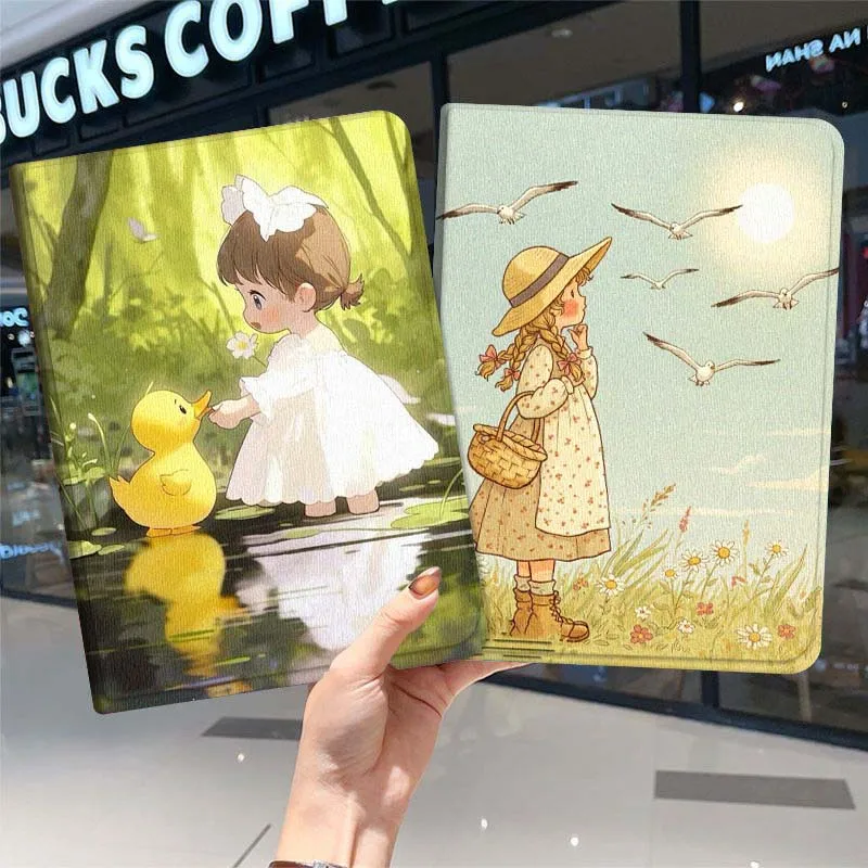 

Cartoon Cute Girl Art For Samsung Galaxy Tab A7 A A8 A9 A11 S6 S11 10.1 10.4 10.5 Inch Lite PLus Soft Tablet Case Gift