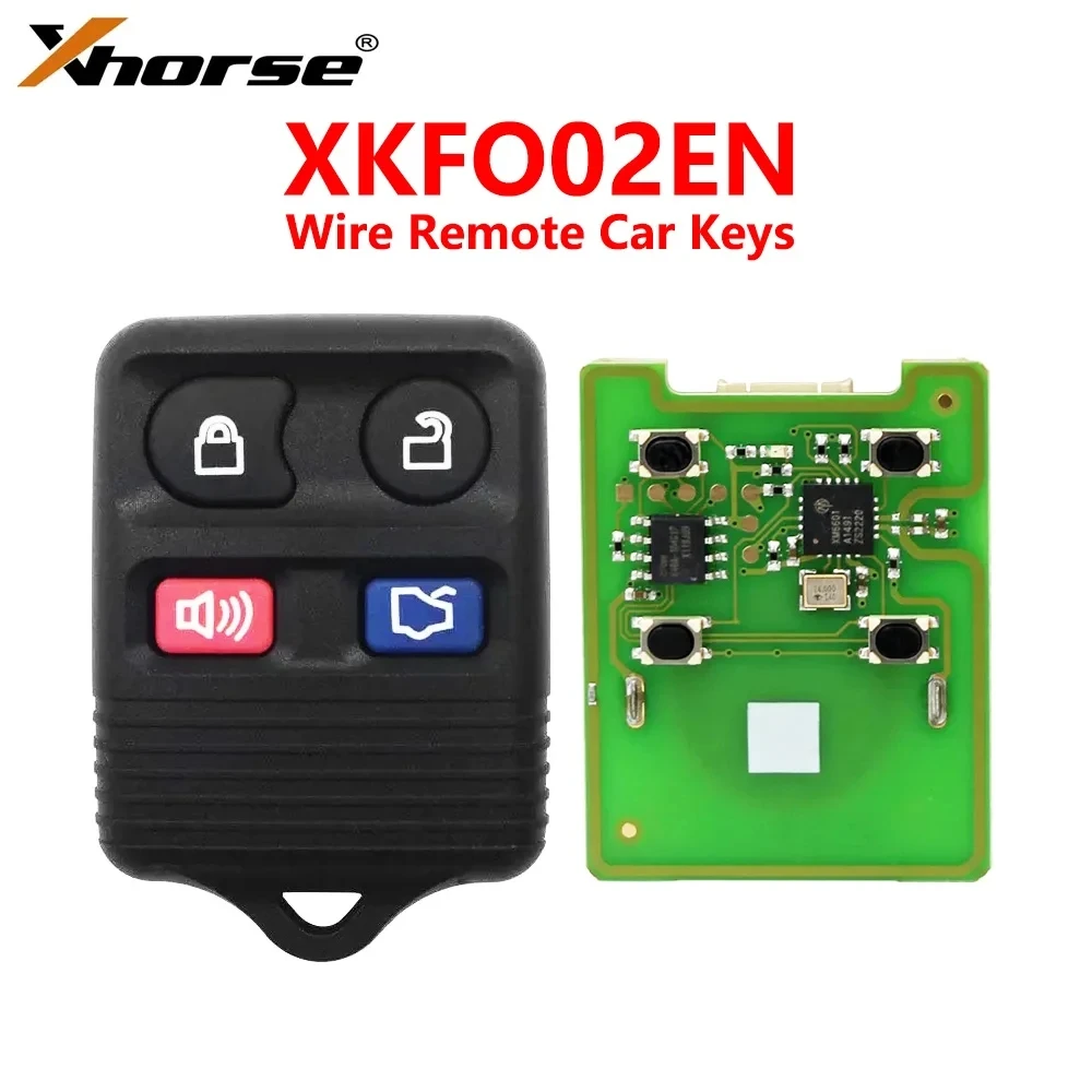 

XKFO02EN 4 Button Wire Remote Car Key Universal for Ford MAX VVDI2 MINI Programmer Tool Unmovable King English Version 5pcs/Lot