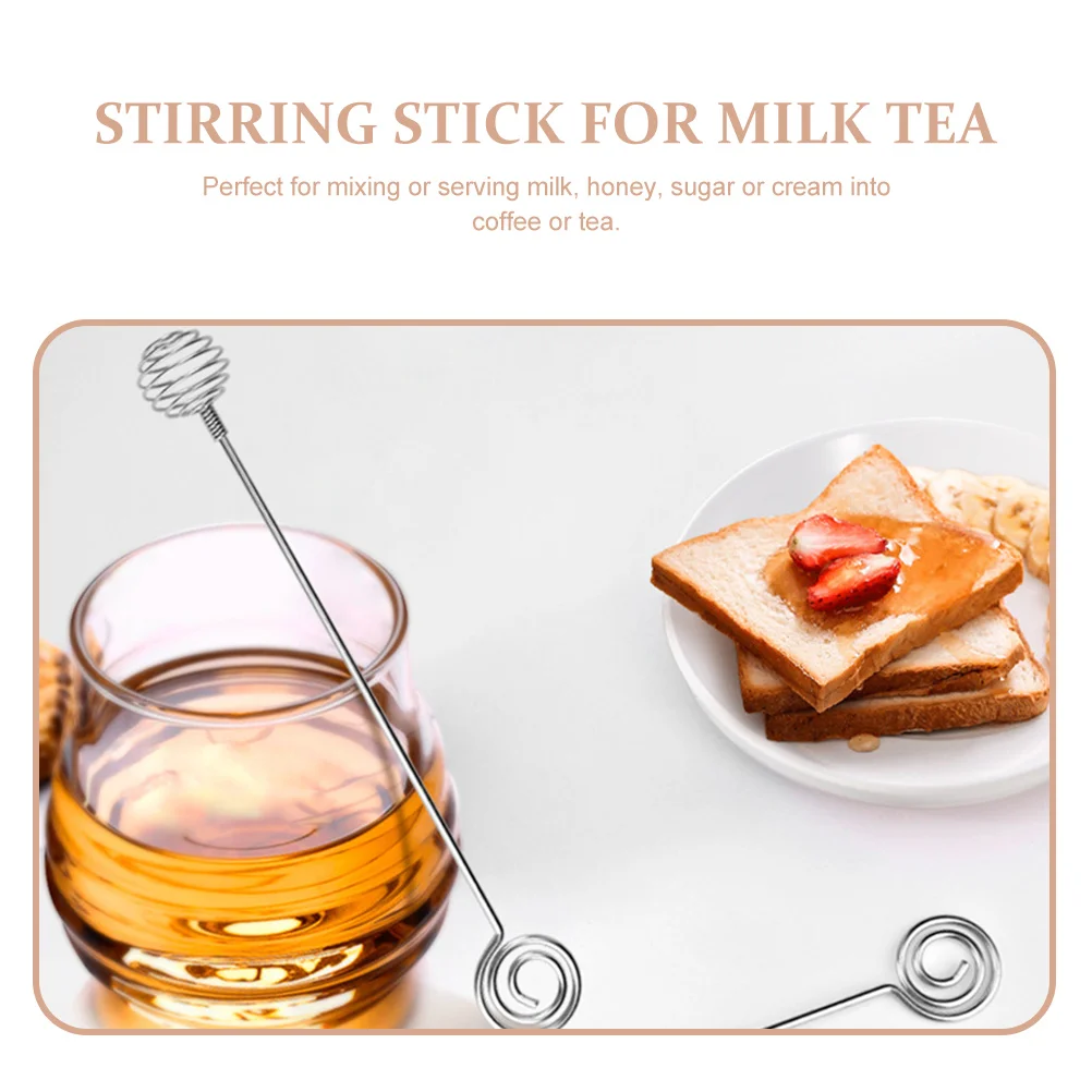 3 pièces en acier inoxydable miel créatif spirale conception pour café thé lait boisson mélange agitateurs miel mélange bâton