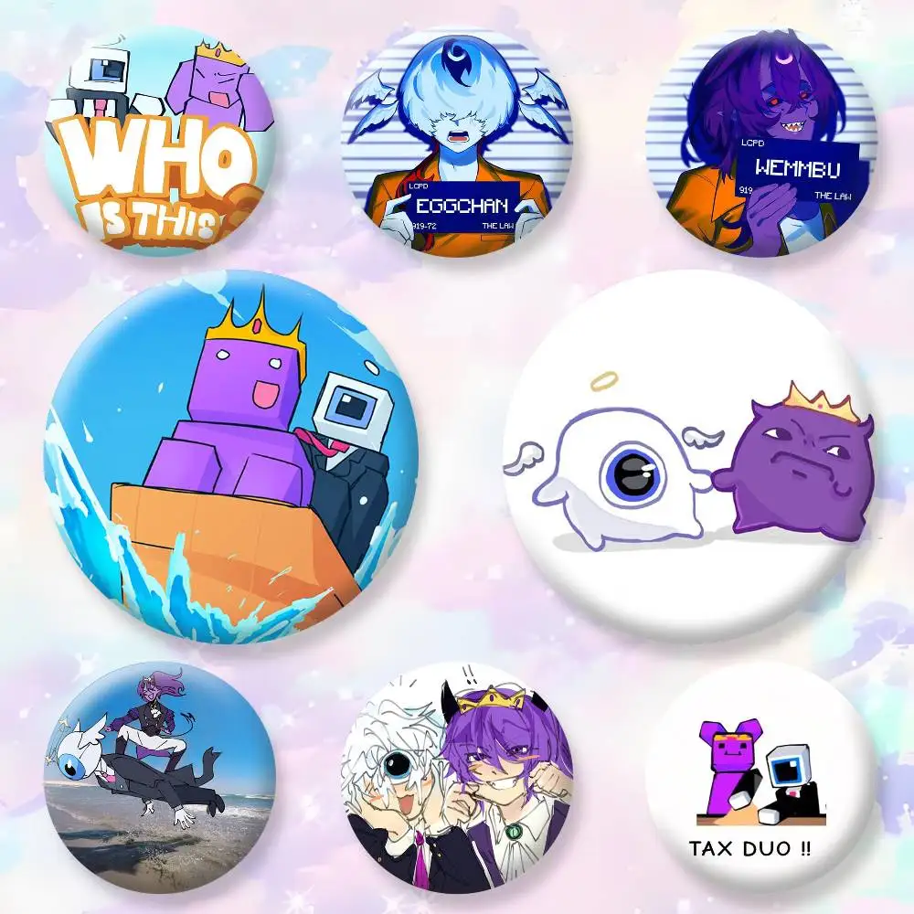 

Game Egg T-Tax Duo W-Wemmbu Eggchan Badges Creative Tinplate Button PinsBrooch Badge Clothes Backpack