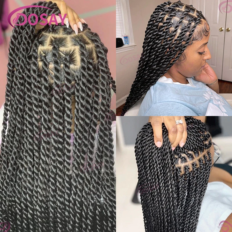 

40" Twist Braided Wigs For Black Women Synthetic Full Lace Knotless Box Braids Hair Wig Lace Front Wigs Cheap Braided Wigs