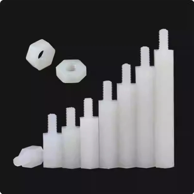 Nylon column, hexagonal, M3*5, 6, 8, 10, 12, 15, 20, 25, 30, 35, 40, 45, 50+6 (10 pieces)