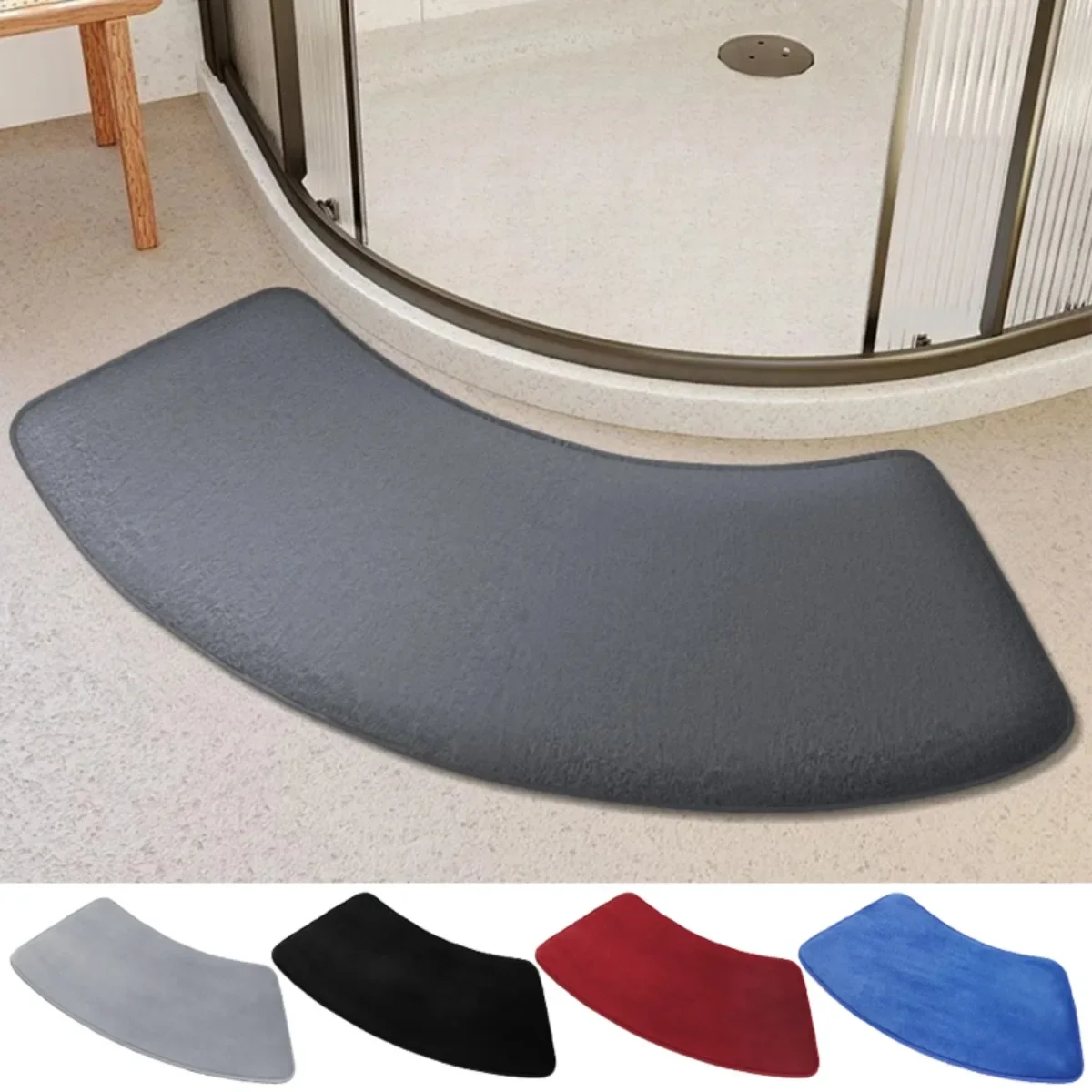 

Thickened Bathroom Absorbent Mat Curved Shower Room Door Mats Toilet Bathroom Foot Mat Non-slip Mats Entrance Mat,40x75/45x100cm