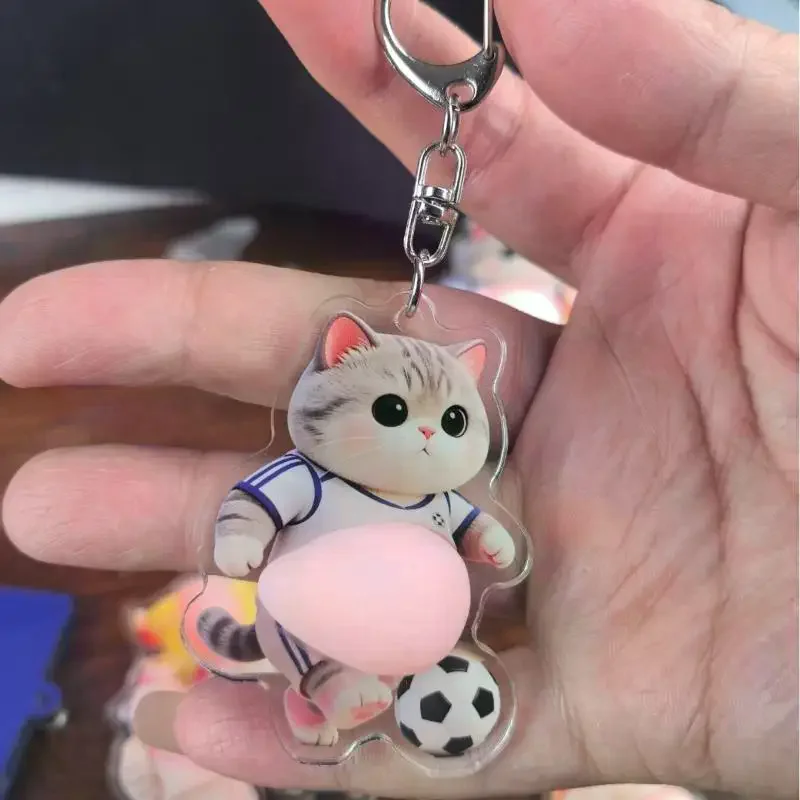 Cute Cat Dog Acrylic Keychain Soft Belly Clear Print Great For Bag Decoration Pet Lover Gift