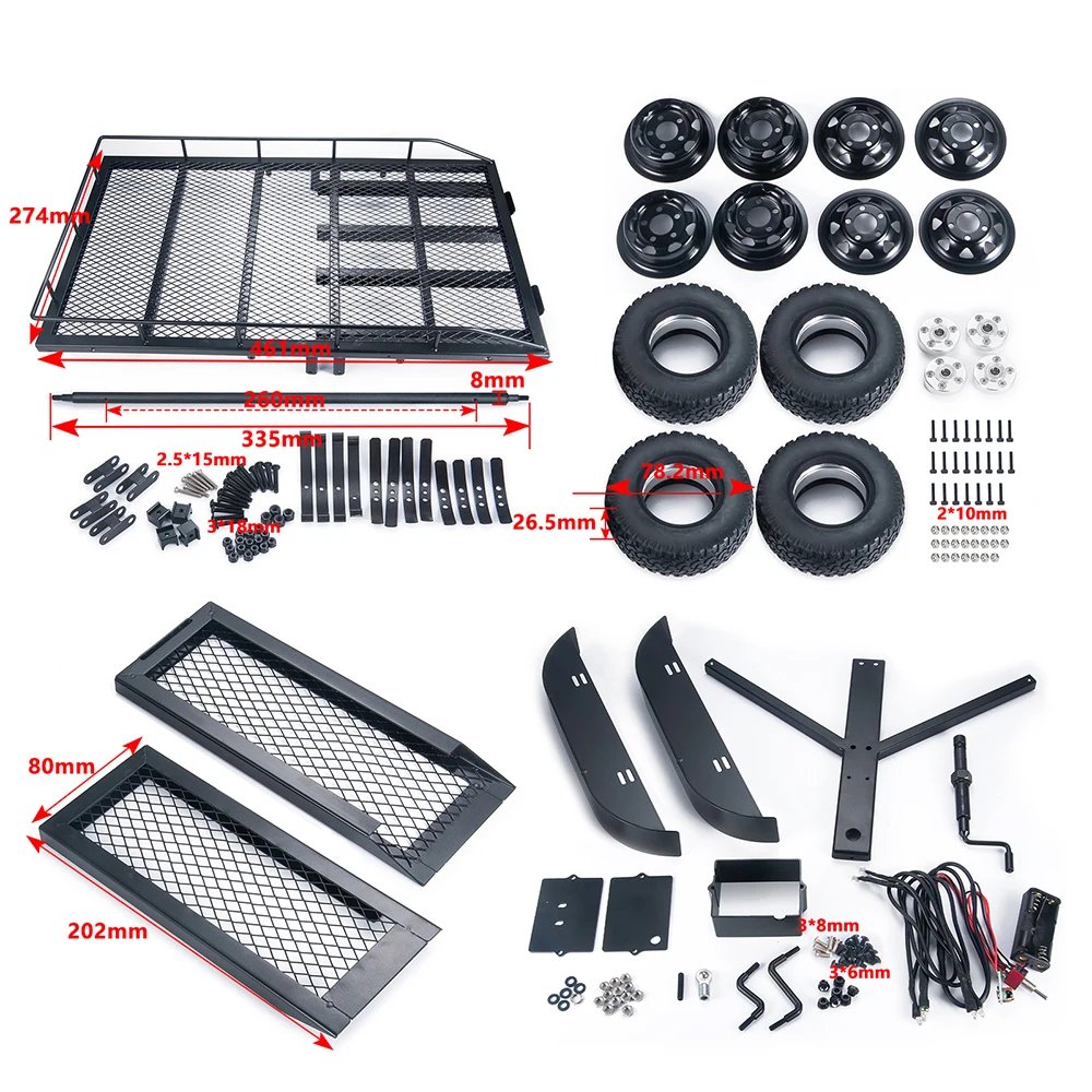 AXSPEED Metal Trailer for 1/18 1/24 1/10 1/8 RC Crawler Car Axial SCX24 SCX10 90046 TRX4 TRX6 TRX4M Upgrade Tools