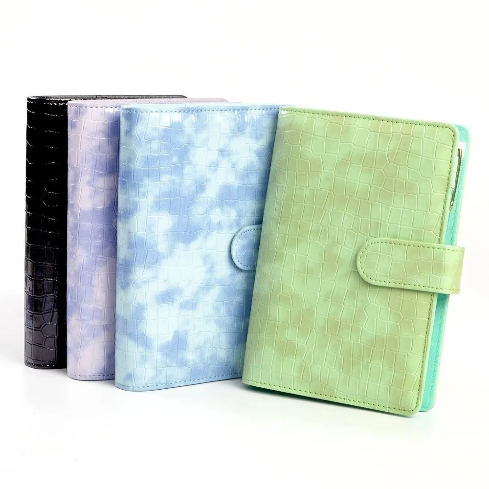 Mini A6 Money Saving Binder Marbling/Leopard Print Faux Leather Savings Challenges Book Waterproof Tear Resistant