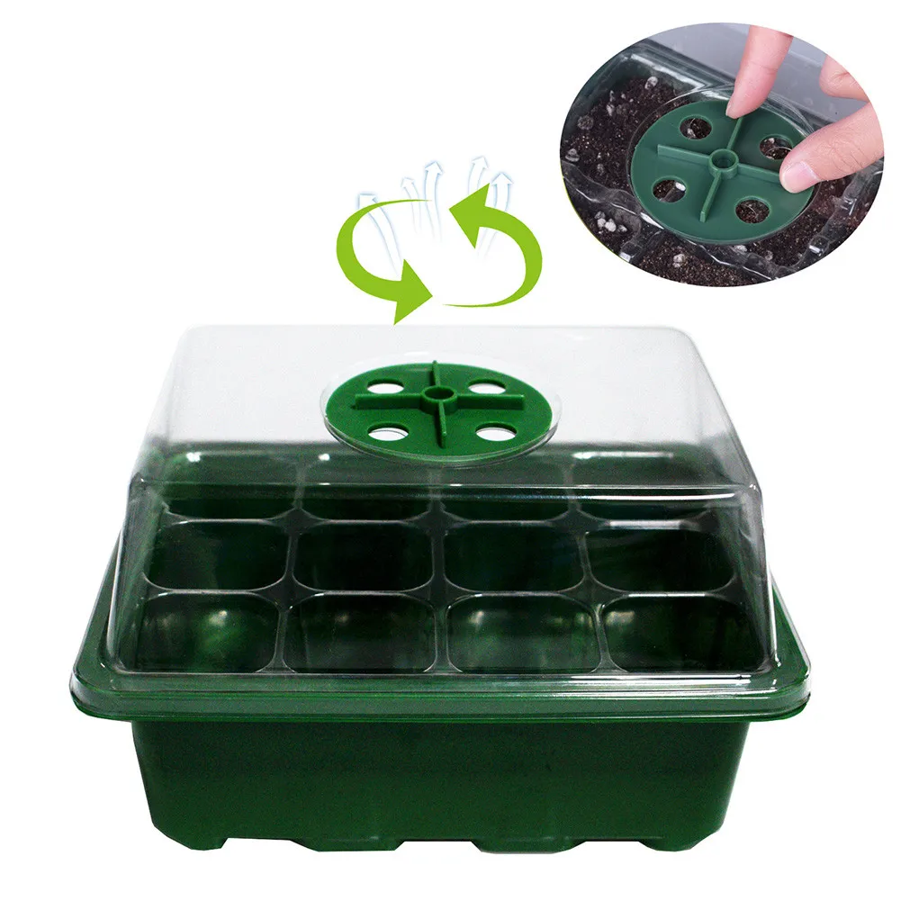 6 Hole Seedling Tray Seed Starter Tray Greenhouse Grow Trays Humidity Adjustable Plant Starter Kit with Dome and Base