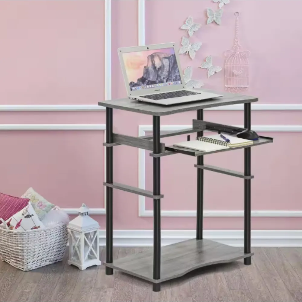 

24 in. Rectangular Oak Gary Computer Desk with Keyboard Tray,Compact size suitable for small spaces