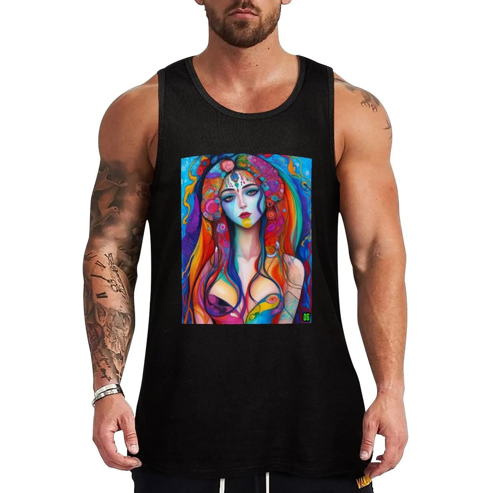 

psychedelic art of woman Tank Top gym clothing men men gym clothing cotton t-shirts man