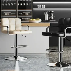 Upholstered Bar Stools 24-Inch Counter Height Stools Modern Kitchen Chairs with Metal Base PU Leather Stools