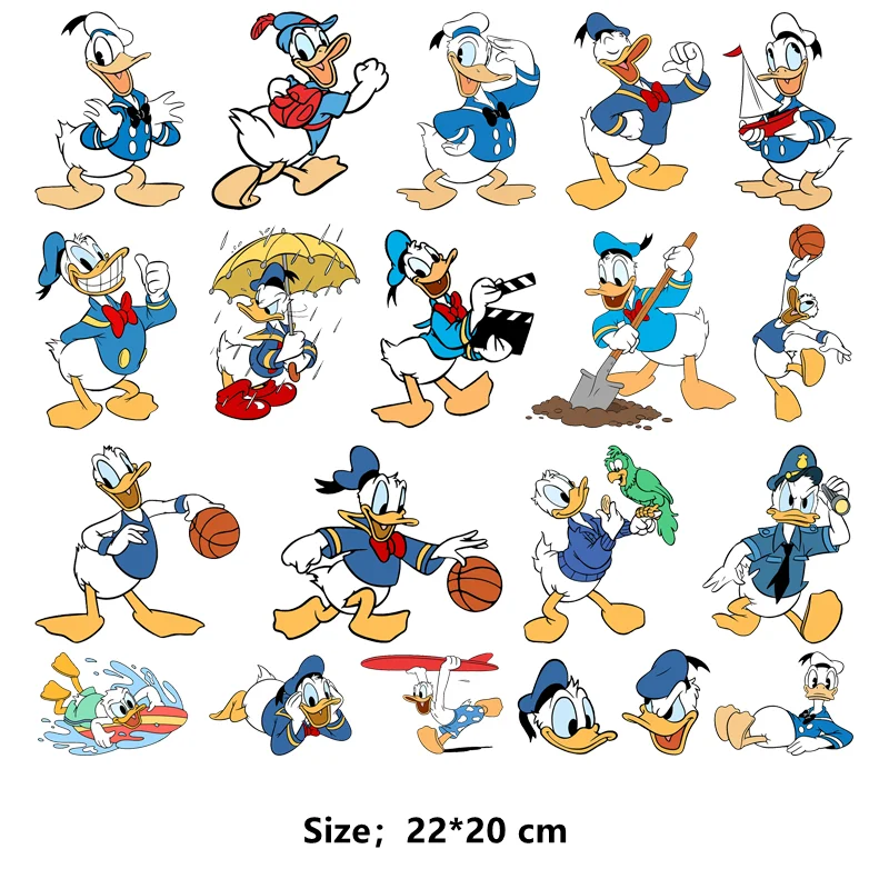 Disney Donald Duck Patches for clothes stripes appliques DIY kids clothing bag printing