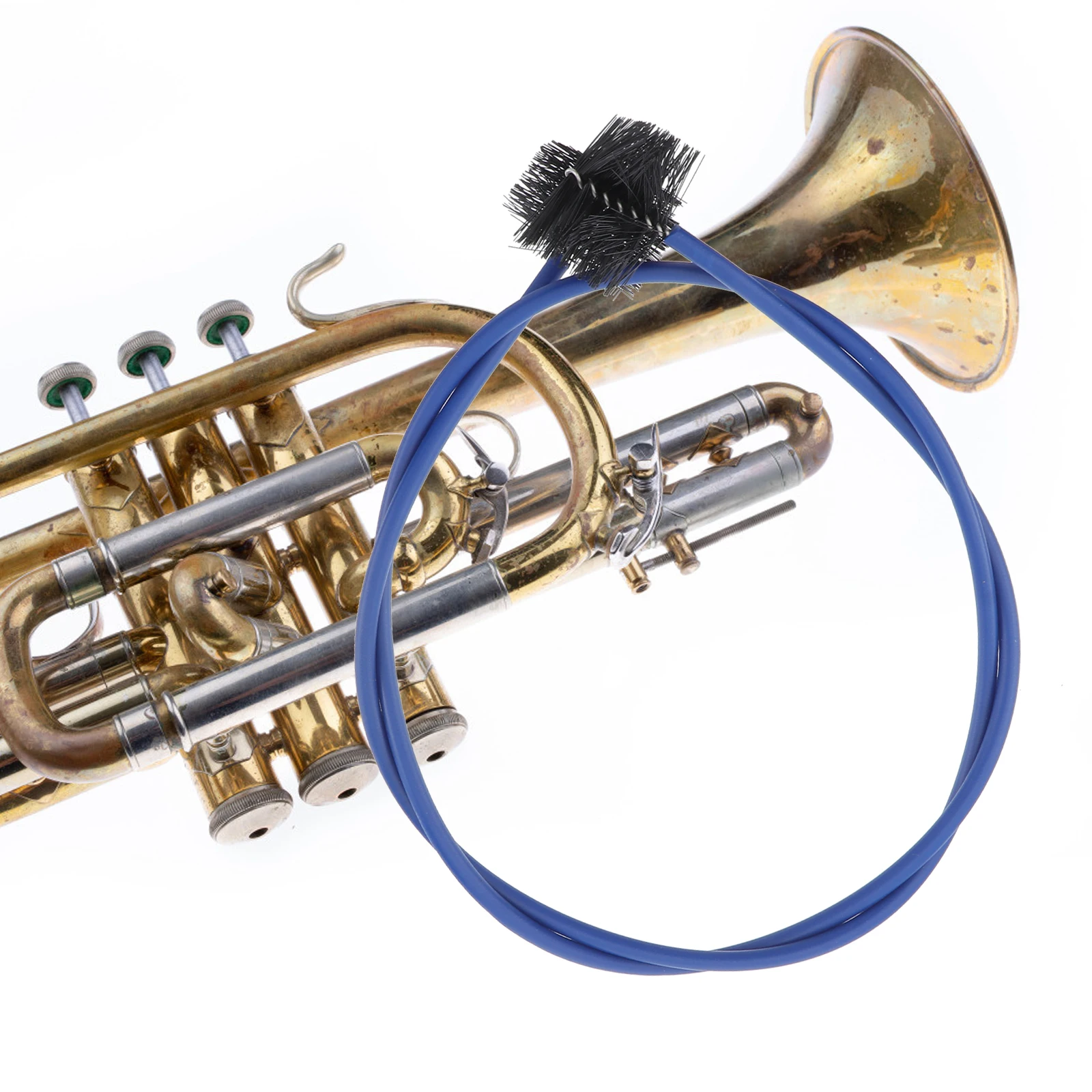 

3pcs Trumpet Cleaning Brush Set Flexible Long Handle For Trumpet Instrument Plastic Nylon White Black Blue 11.5Cm 86Cm