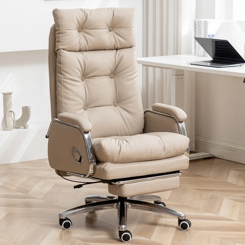 Home Comfort Computer Chair Boss Chair Comfortable Sedentary Office Swivel Chair Head-layer Leather Relax Ergonomic Furniture