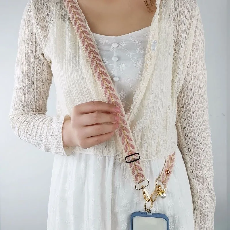 

Long Mobile Phone Lanyard with Pearl Pendant Charm - Anti-Loss Strap Clip Two Small Ropes in Multiple Colors to Choose From