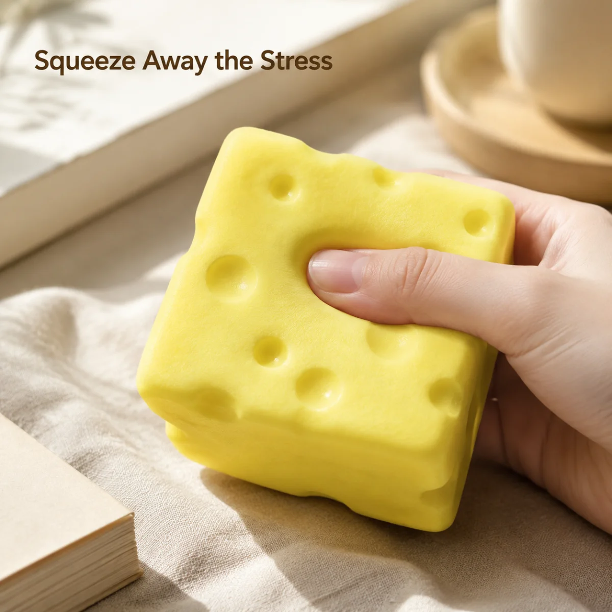 New Cheese Slow Rebound Wet Soft Toy Stress Relief Kneading Music Relaxing for Anxiety Relief