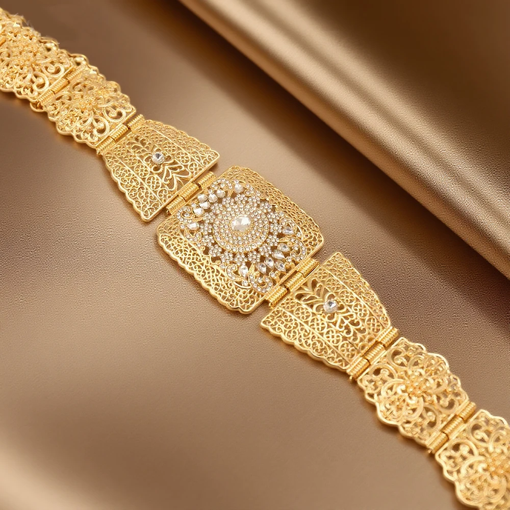 حزام خصر نسائي مغربي مطلي بالذهب تصميم عربي سلسلة مجوهرات لمهرجان الزفاف إكسسوارات أزياء مخصصة #5