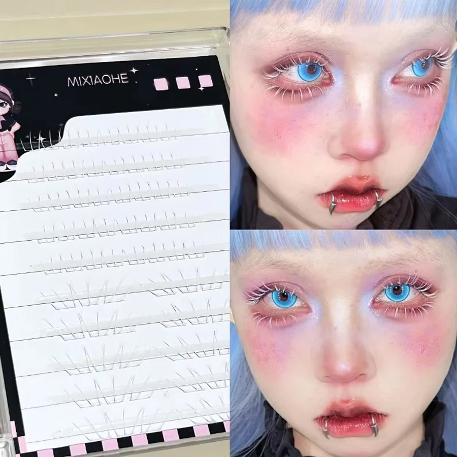 Mixiaohe White Cat Paw Individual Lower Lashes Ultra Thin Dual Spliced Cosplay Eyelashes
