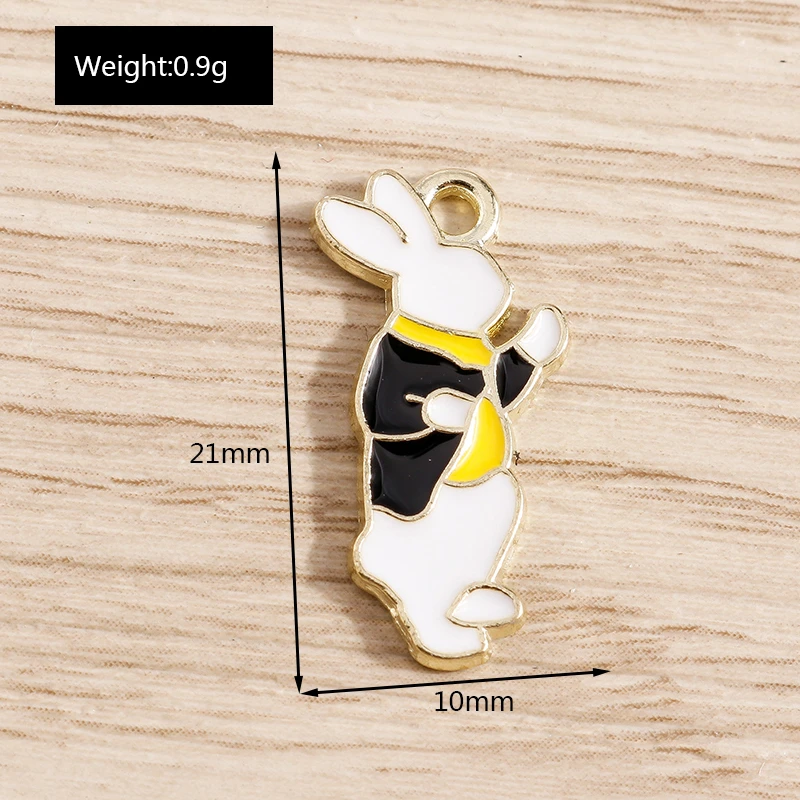 10 Stück Cartoon-Tier-Anhänger, Emaille-Kaninchen-Anhänger, zum Basteln von Halsketten, Ohrringen, für DIY-Handarbeiten, Schmuckzubehör. – Detail 13