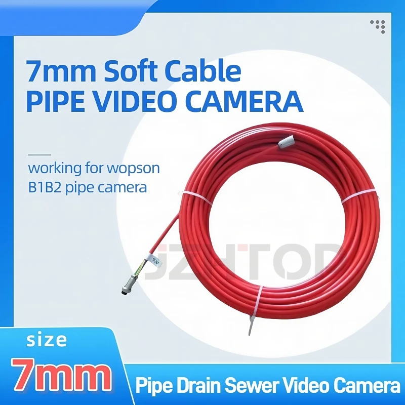 

Soft 7mm Pipe Inspection Camera Cable No Cable Bracket 20m 30m Red Drain Camera Cable Connector
