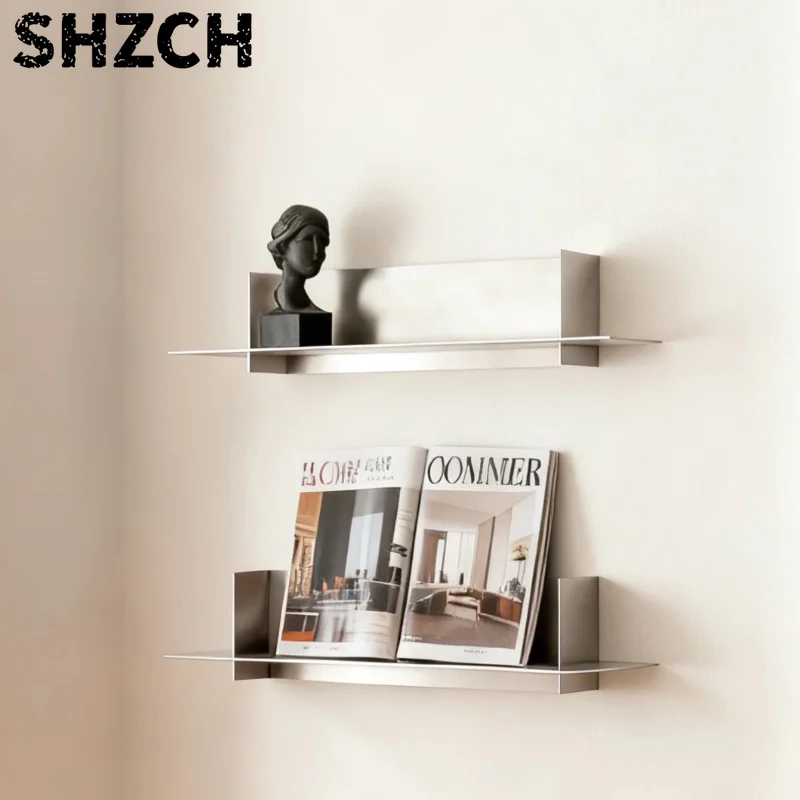 ‌Industrial Wall Floating Bookshelf Creative Modular Storage Rack Living Room Display Organizer Stainless Steel Retail Shelf