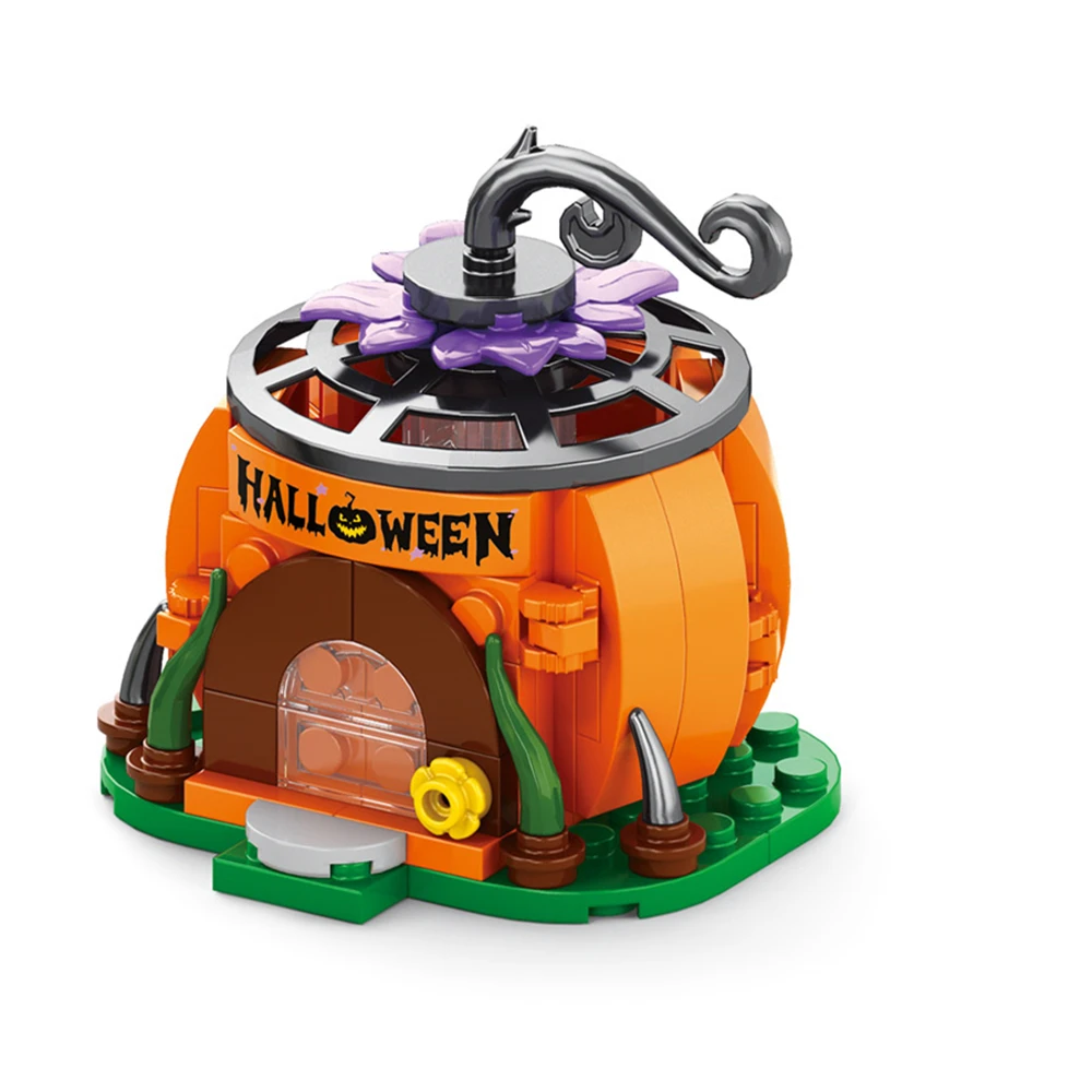 Halloween Horror Haunted House Ghost Train 6-In-1 Building Blocks Bricks DIY Decoration Desktop Ornament Children's Toys