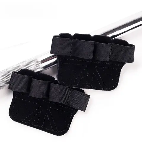 2Pcs 네 손가락 쇠가죽 채찍 무게 리프팅 훈련 장갑 여성 남성 홈 체육관 덤벨 풀업 팜 보호 그립 패드 # 10×8cm