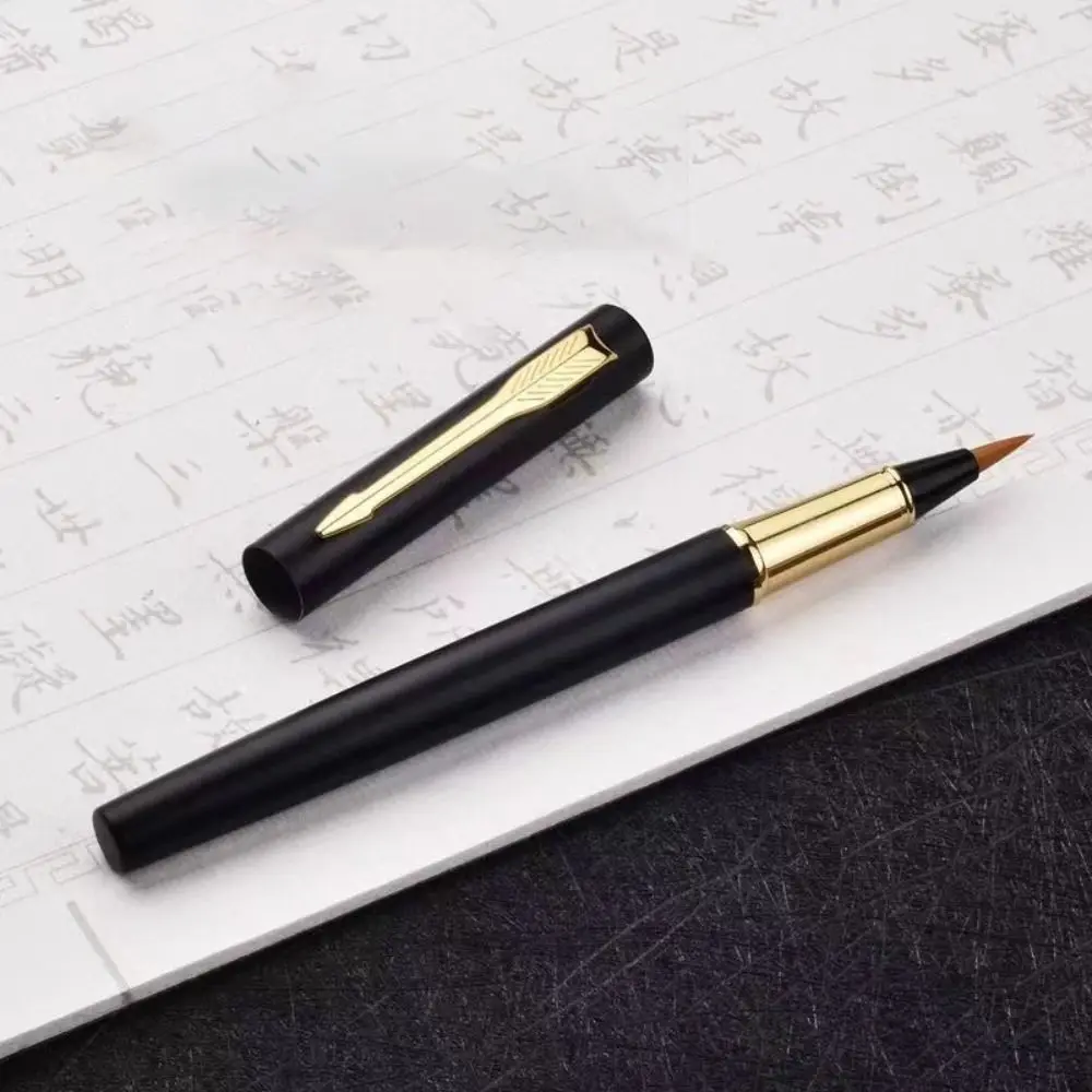 3 PCS High Quality Fountain Pen Type Calligraphy Brushes Soft Hair Writing Calligraphy Pen Business Metal Practice Brush Office