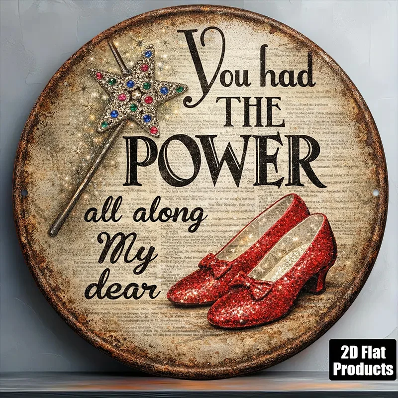 2D Flat, Vintage Round Wall Sign with 