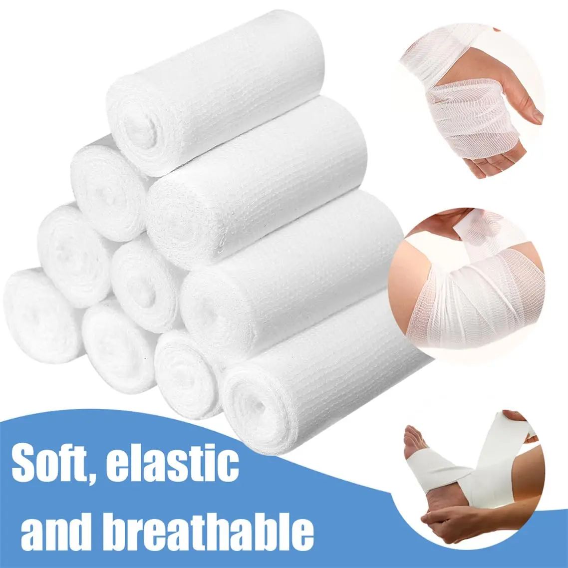 2/5/10 Rolls Absorbent Gauze Cotton Bandage Roll Wound Hemostasis Wrapping Dressing Fixation First Aid Bandage Roll