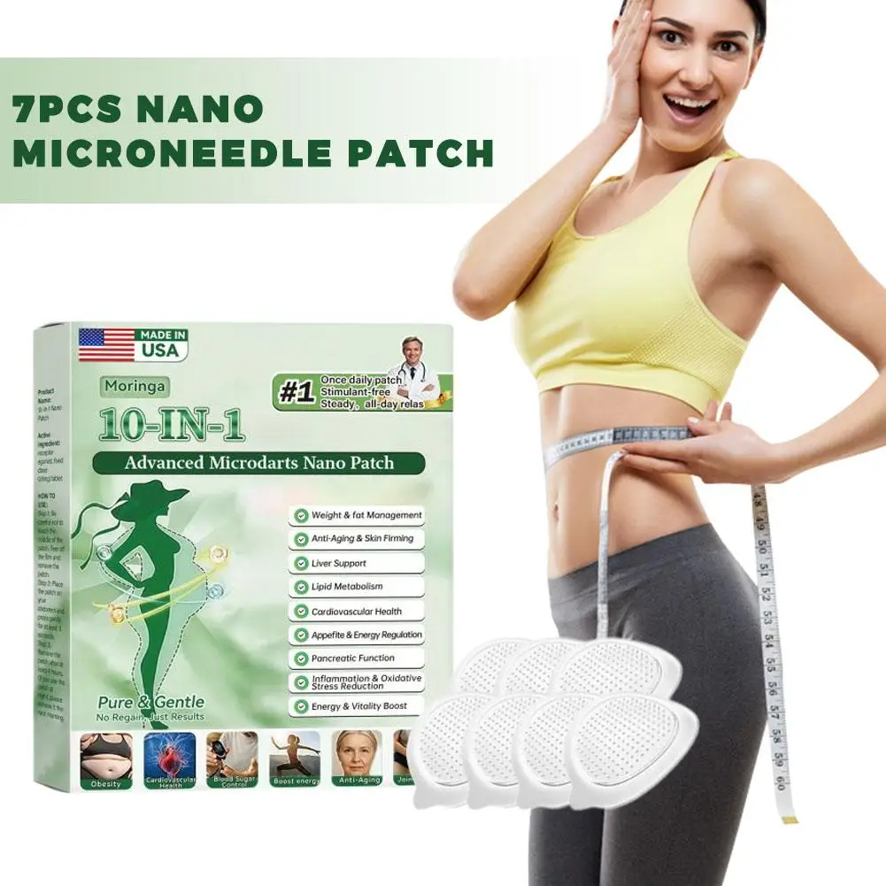 

7PCS Moringa NAD+ 10 In 1 Multifunctional Nano Microneedle Patches Natural Slimming Weight Management For Men Women