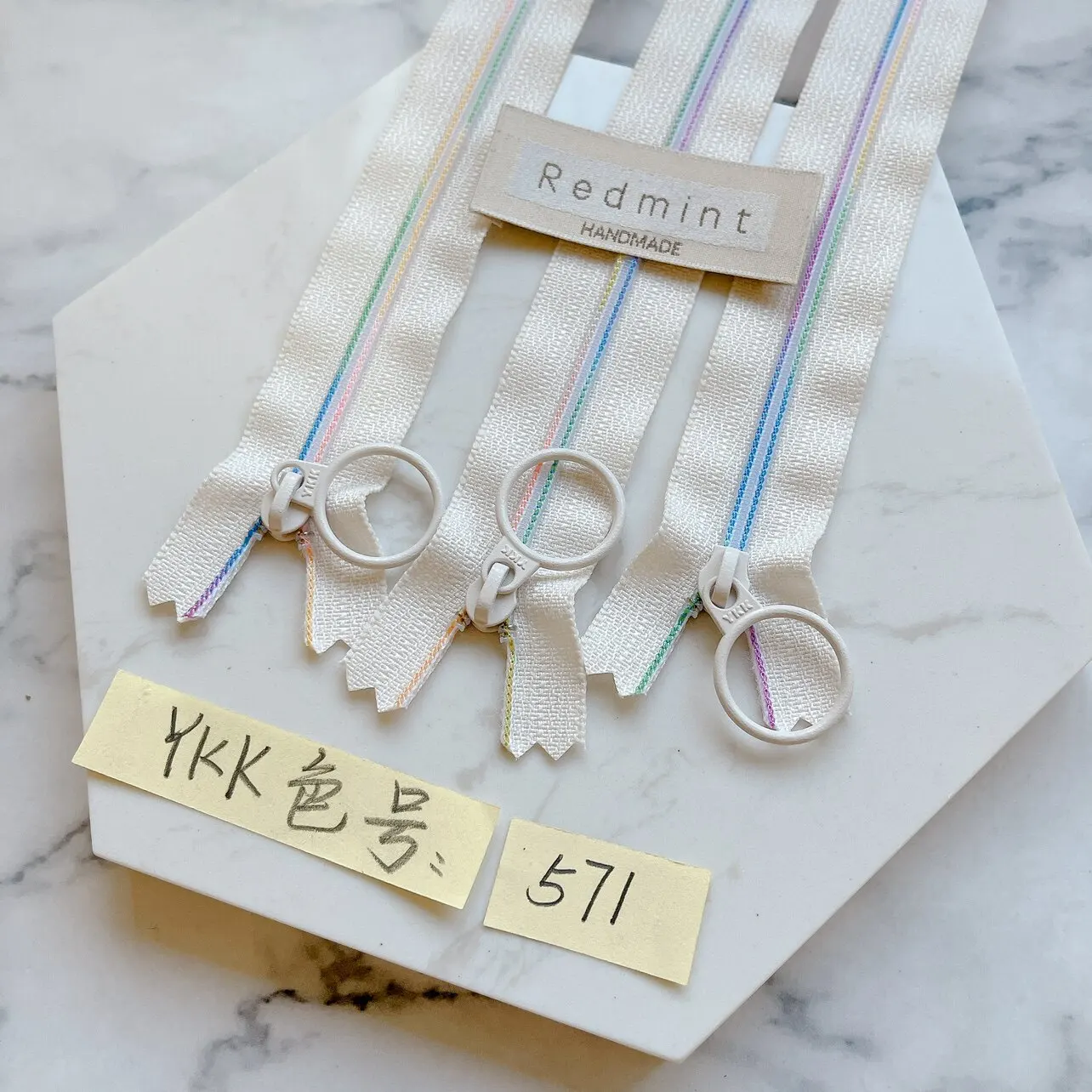 Entsperrte Feinzahnung 3 # YKK Reißverschluss aus Nylon, geschlossener Ende, farbige Zähne, Patchwork, DIY, für Gepäcktaschen, manueller Reißverschluss, Beige 571, 6 Stück – Detail 5