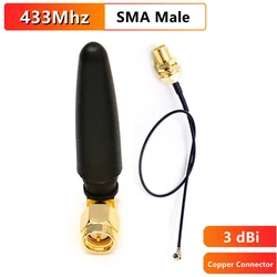 3dbi 433MHz Antenna + IPEX IPX ufl. Pigtail Cable 1.13 Lora Lorawan GSM Antennas SMA Male Connector 433 MHz Directional Antenne