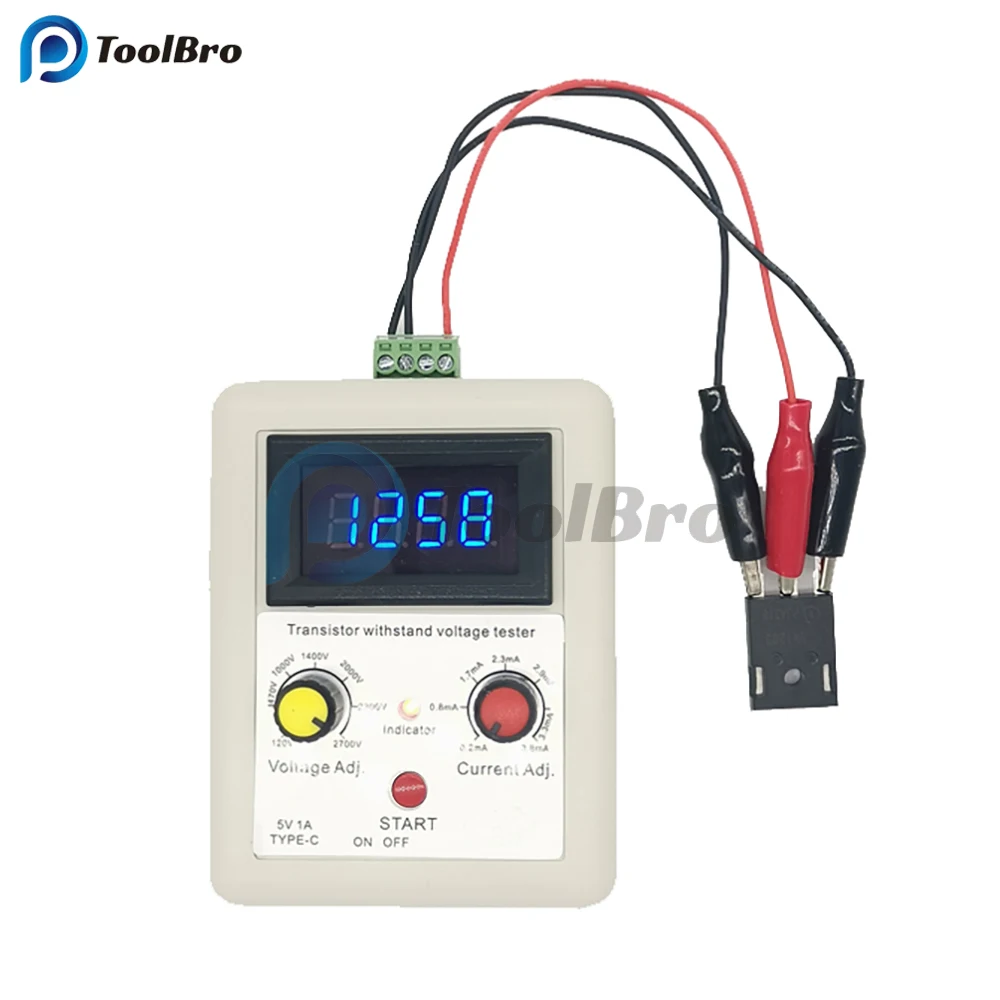 Type-C Digital Transistor Withstand Voltage Tester DC 120-2700V 0.2-3.8mA MOSFET Triode IGBT Diode Rectifier Capacitor Meter