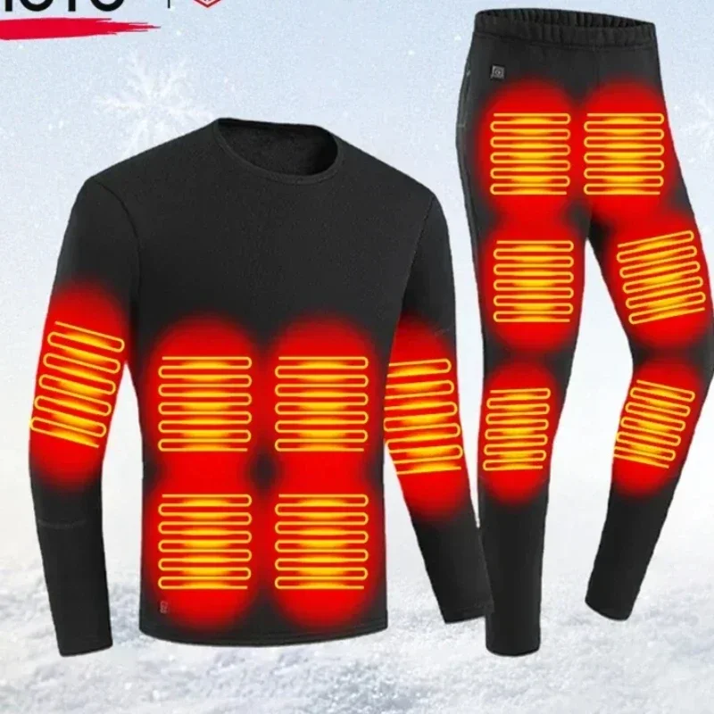 2025 neue Winter Beheizte Anzug Unterwäsche Motorrad USB Elektrische Powered Thermische Heizung Motorrad Moto T-Shirts Hosen Männer Skifahren