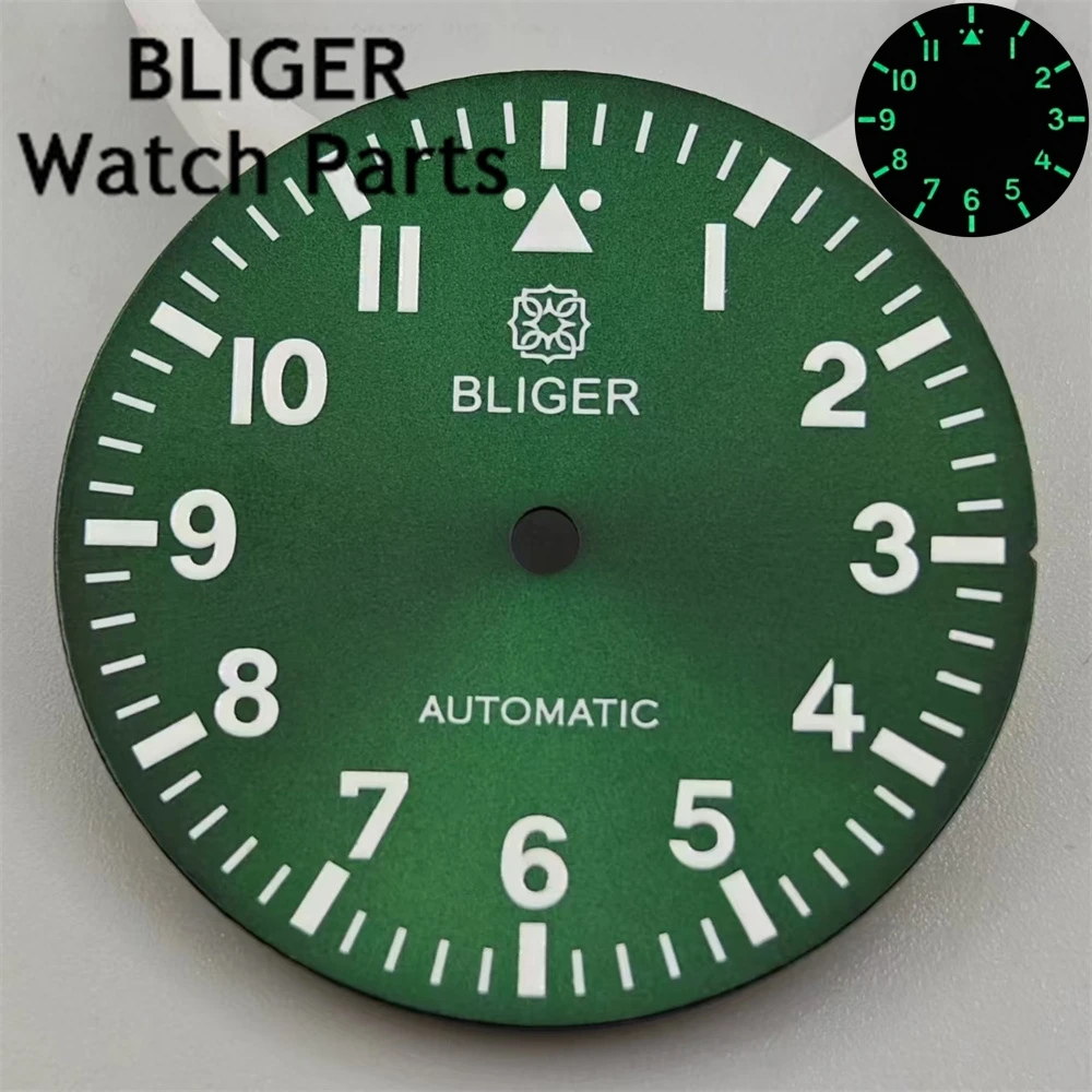 BLIGER 29mm Watch Dial White Black Blue Dial Green Luminous Fit NH35 NH36 ETA2824 Mingzhu DG2813 Miyota8215  PT5000 Movement