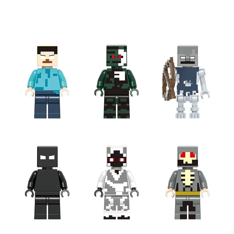 6 قطعة ماين كرافت ستيف شخصيات كرتونية أرقام تجميع كتل كيان زومبي الضالة 303 قوالب بناء لعب هدايا الأطفال #2