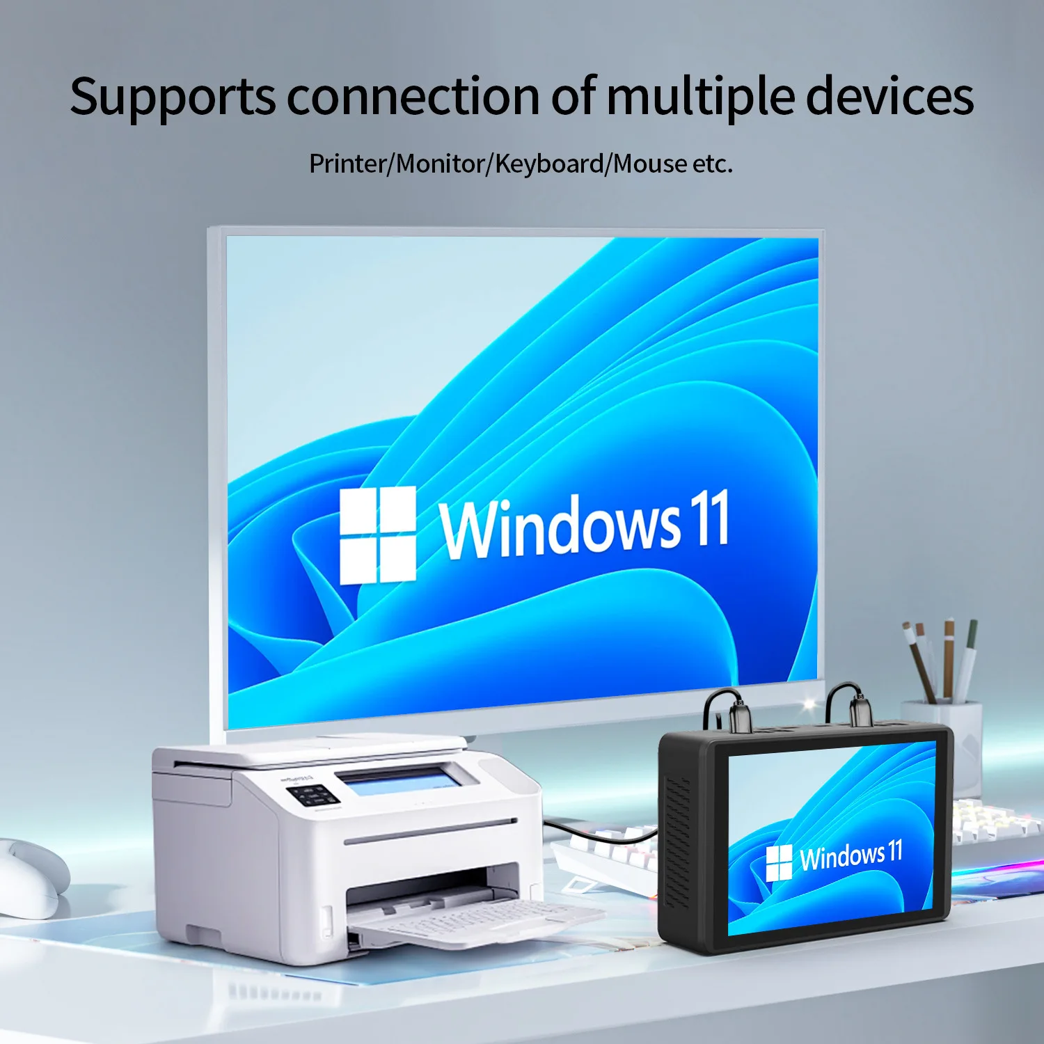 CPU Intel N95 Windows 11 Mini PC with 8 Inch Touch Screen DDR4 SSD